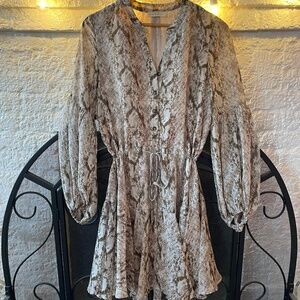 Snake Print Drawstring Dress